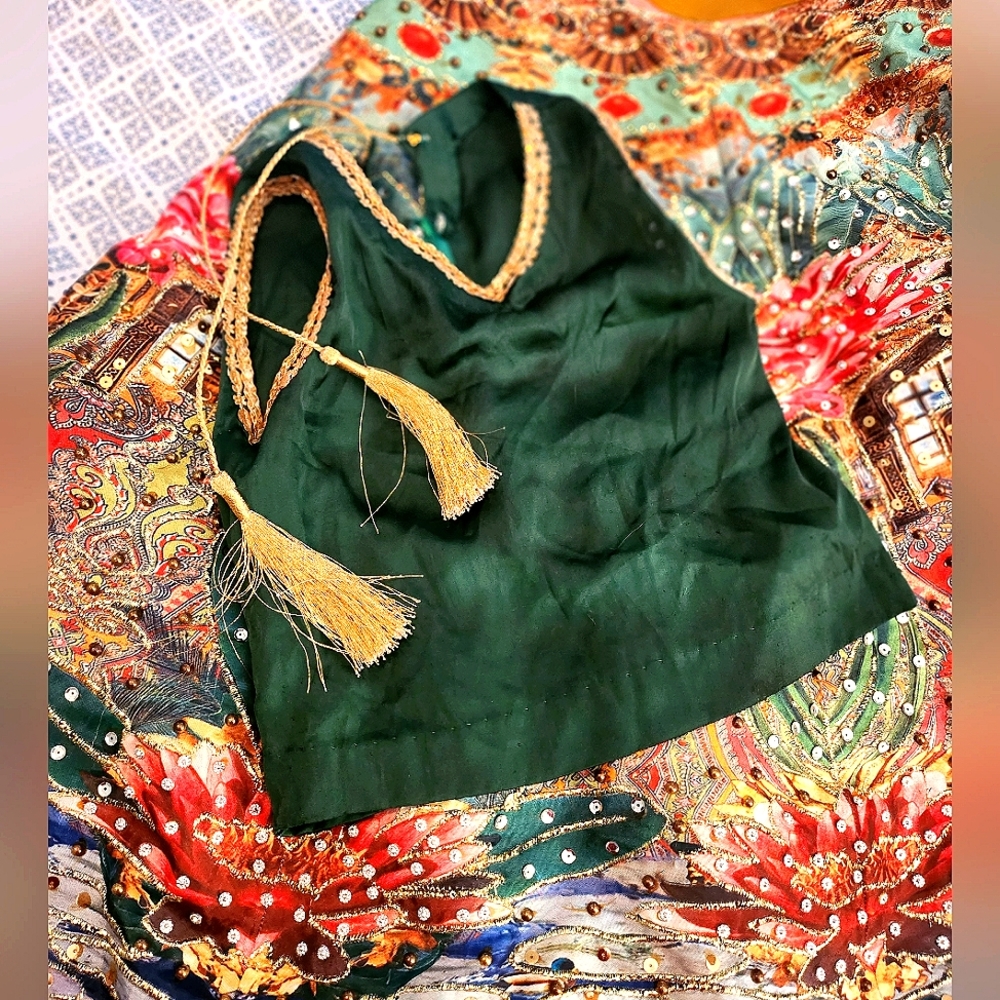 Ali xeshan style screen printed embellished lengha Choli for 7/8 baby girl